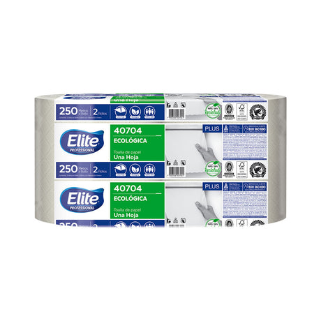 Toalla de Papel Ecologica Elite Plus Una Hoja 2 Roll de 250 Mts