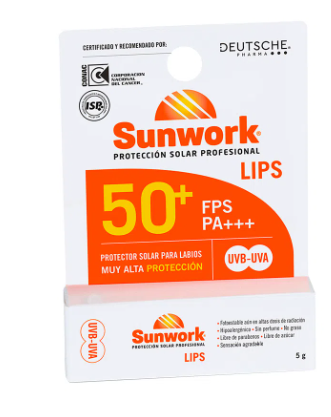 Bloqueador solar labial Sunwork Lips Fps 50+ 5 grs